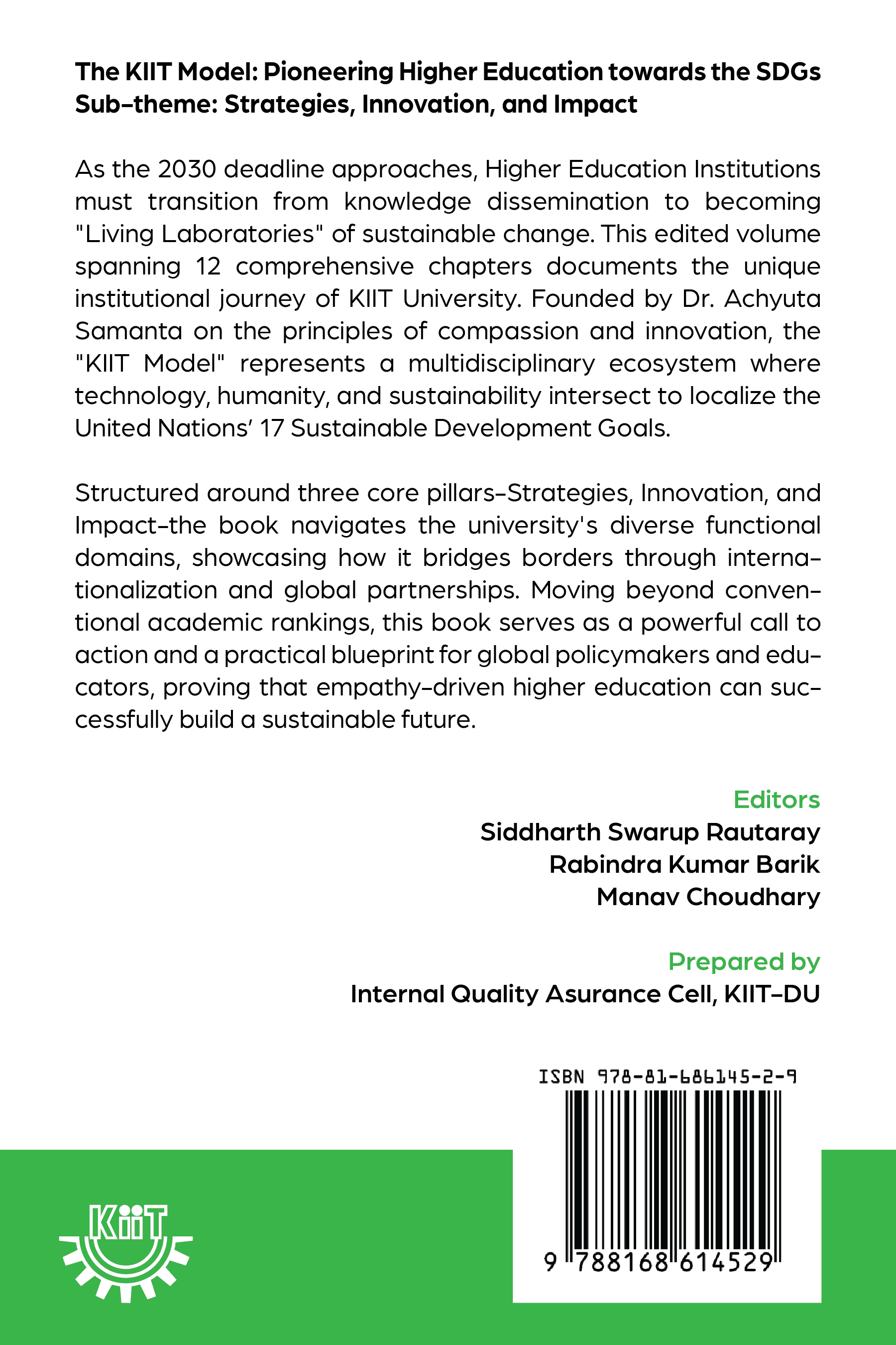 The KIIT Model, back cover